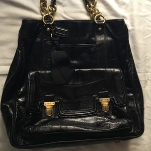 Coach Poppy Pushlock Leather Handbag